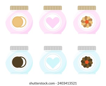 Illustration set of cookies in a cute jar