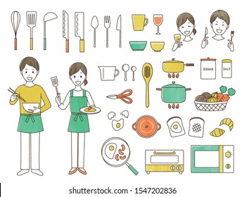 illustration set of cooking tool