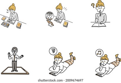 Juego de ilustraciones para materiales de correspondencia