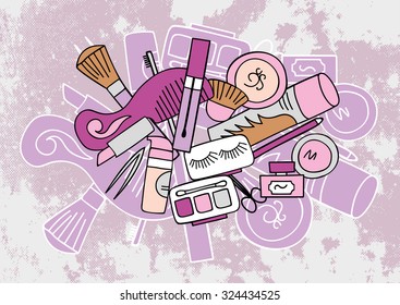 illustration set of cosmetics