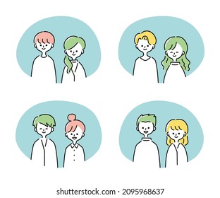 Illustration set of  a couple
