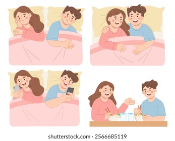 Illustration of a set of couple expressions