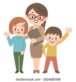Illustration set for cram school teachers and children