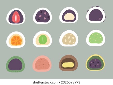 Conjunto de ilustraciones de corte transversal de Daifuku con varias variaciones