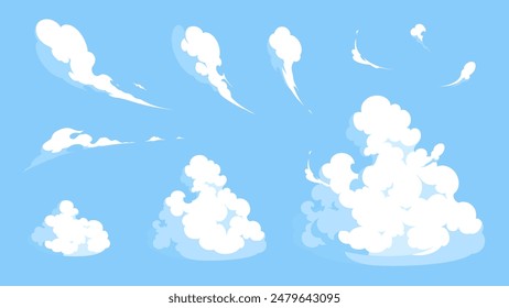 Illustration set of cumulonimbus and cool clouds_effect style