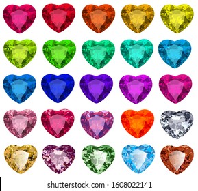 Illustration Set Cut Gemstones Heart Different Stock Vector (Royalty ...