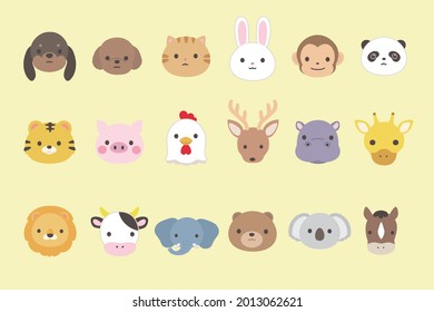 Illustration set of cute animal faces