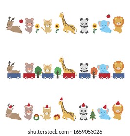 Illustration set of cute animal frame