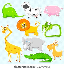 illustration of set of cute animal sticker