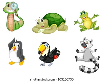 Illustration of a set of cute animals