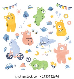 illustration set of cute bears