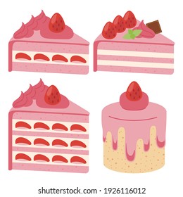 Es un conjunto de ilustraciones de tartas lindas.
