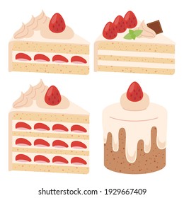 Es un conjunto de ilustraciones de tartas lindas.