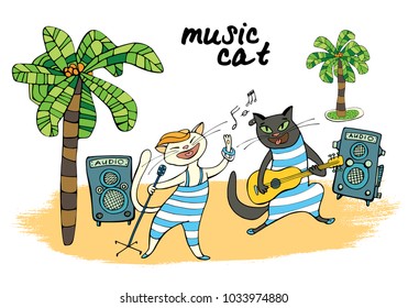 Illustration of a set of a cute cartoon cats for you design.