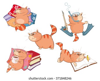 Illustration of a Set of a Cute Cartoon Cats for you Design