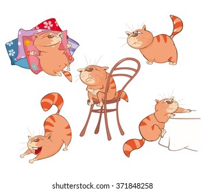 Illustration of a Set of a Cute Cartoon Cats for you Design