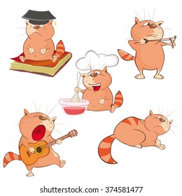 Illustration of a Set of a Cute Cartoon Cats for you Design