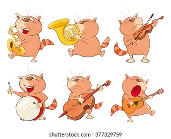 Illustration of a Set of a Cute Cartoon Cats for you Design