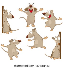 Illustration of a Set of a Cute Cartoon Cute Rats for you Design