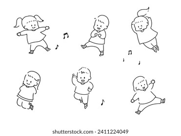 Ilustración de niños lindos bailando con energía