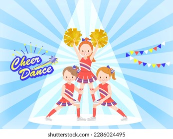 Illustration set of cute children smiling and cheerdancing