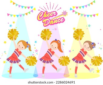 Illustration set of cute children smiling and cheerdancing