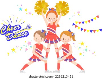 Illustration set of cute children smiling and cheerdancing