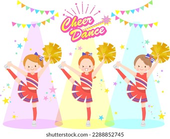 Illustration set of cute children smiling and cheerdancing