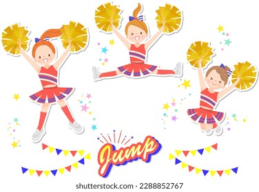 Illustration set of cute children smiling and cheerdancing