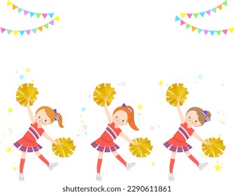 Illustration set of cute children smiling and cheerdancing