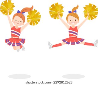 Illustration set of cute children smiling and cheerdancing