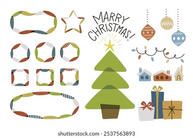 Conjunto de ilustración de lindos marcos de Navidad