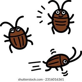 illustration set of cute cockroach characters