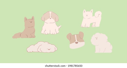 Illustration set of cute and cozy puppies