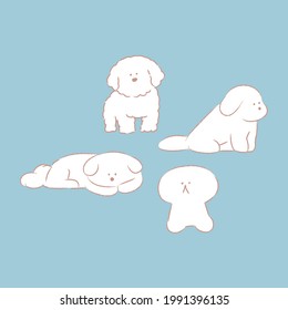 Illustration set of cute and cozy puppies