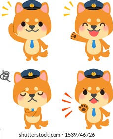 Illustration set of a cute dog policeman