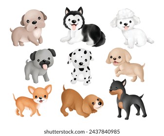 Conjunto de ilustración de perros lindos