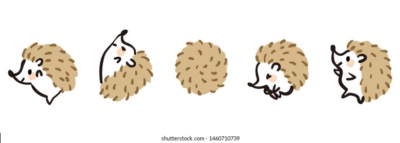 Illustration set of cute hedgehogs.