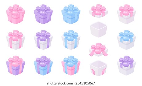Conjunto de ilustração de caixas de presente coloridas pastel bonito