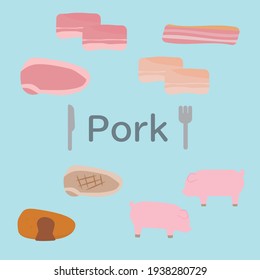 Illustration set of cute pork