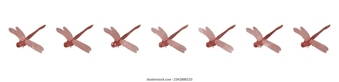 Illustration set of cute red dragonflies