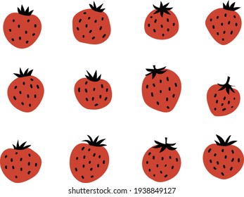 Illustration set of cute strawberries with hand cats