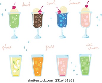 
Conjunto de ilustraciones de bonitas bebidas de verano