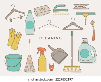 illustration set of daily necessities -cleaning products