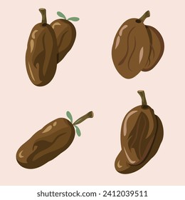 Illustration of a set of dates in cartoon style. Vector illustration