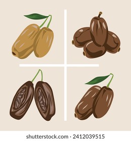 Illustration of a set of dates in cartoon style. Vector illustration