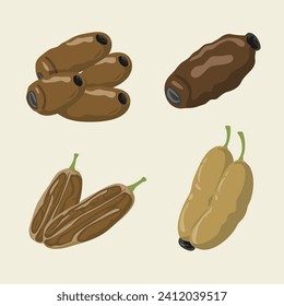 Illustration of a set of dates in cartoon style. Vector illustration