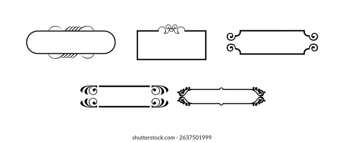 illustration set of decorative vintage frames isolated. Art design border labels. Blank frames template.