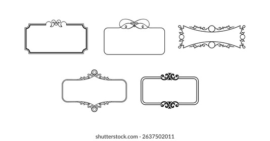 illustration set of decorative vintage frames isolated. Art design border labels. Blank frames template.