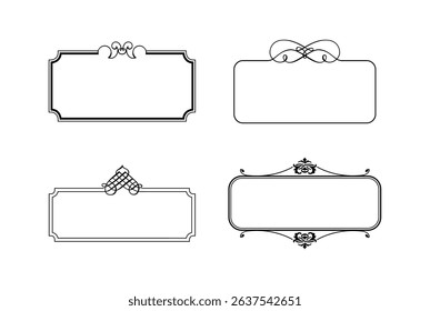 illustration set of decorative vintage frames isolated. Art design border labels. Blank frames template.